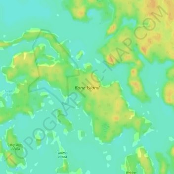 Topografische kaart Bone Island, hoogte, reliëf