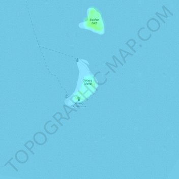Topografische kaart Saluag Island, hoogte, reliëf