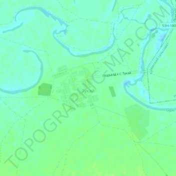 Topografische kaart Тукай, hoogte, reliëf