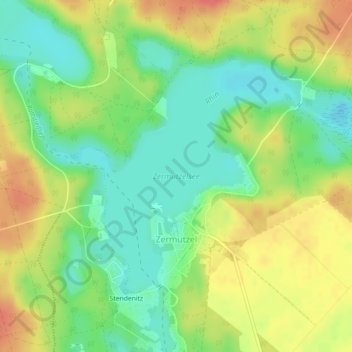 Topografische kaart Zermützelsee, hoogte, reliëf