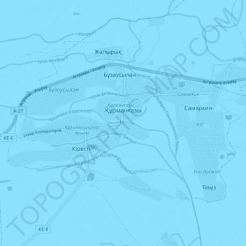 Topografische kaart Курмангазы, hoogte, reliëf