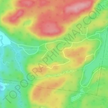 Topografische kaart Lac Windish, hoogte, reliëf