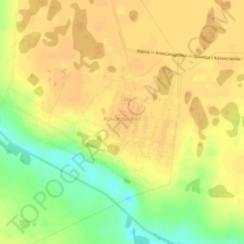 Topografische kaart Арчаглы-Аят, hoogte, reliëf