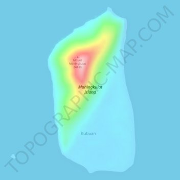 Topografische kaart Maningkulat Island, hoogte, reliëf