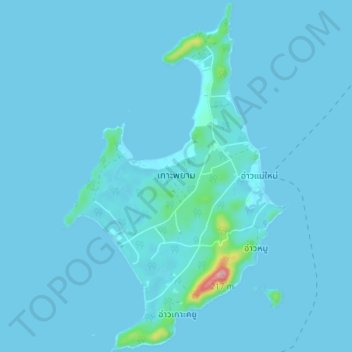 Topografische kaart เกาะพยาม, hoogte, reliëf