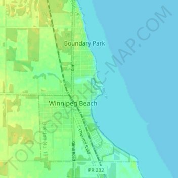 Topografische kaart Winnipeg Beach, hoogte, reliëf