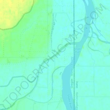 Topografische kaart Owyhee River, hoogte, reliëf
