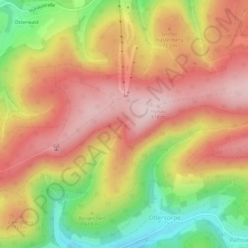 Topografische kaart Esenbeck, hoogte, reliëf