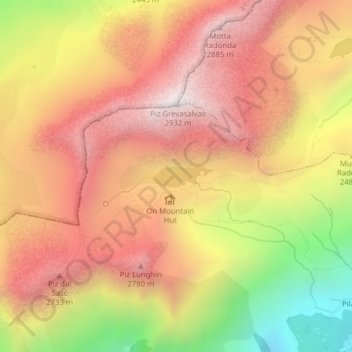 Topografische kaart Lägh dal Lunghin, hoogte, reliëf