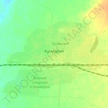 Topografische kaart Кушмурун, hoogte, reliëf