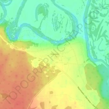 Topografische kaart Окунево, hoogte, reliëf