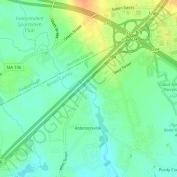 Topografische kaart Source Is Shapefile From Town, hoogte, reliëf