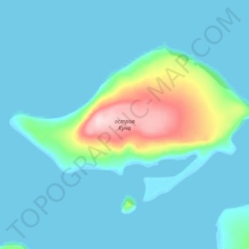 Topografische kaart Kuhn Island, hoogte, reliëf