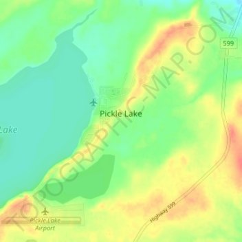 Topografische kaart Pickle Lake, hoogte, reliëf
