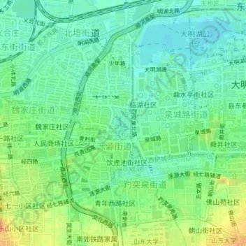 Topografische kaart 五龙潭公园, hoogte, reliëf