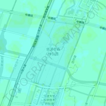 Topografische kaart 慈溪市森林公园, hoogte, reliëf