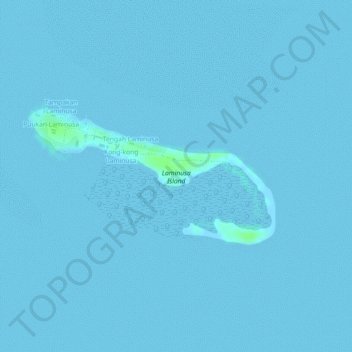 Topografische kaart Laminusa Island, hoogte, reliëf