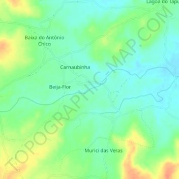 Topografische kaart Riacho dos Poções, hoogte, reliëf