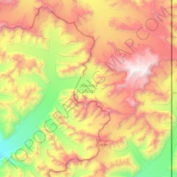 Topografische kaart Barnard Glacier, hoogte, reliëf