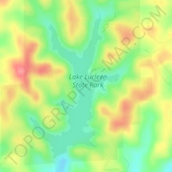 Topografische kaart Lake Lurleen, hoogte, reliëf