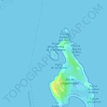 Topografische kaart Isla de Torretes, hoogte, reliëf