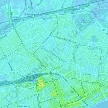 Topografische kaart Noordsingel, hoogte, reliëf