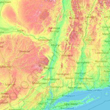 Map Of Hudson River Topografische Kaart Hudson River, Hoogte, Reliëf