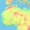 Topografische kaart Sahara, hoogte, reliëf