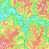 Topografische kaart Cahors, hoogte, reliëf
