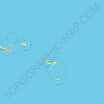 Topografische kaart Azoren, hoogte, reliëf