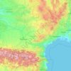 Topografische kaart Occitanië, hoogte, reliëf