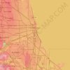 Topografische kaart Chicago, hoogte, reliëf