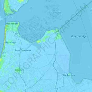 Topografische kaart Hollands Kroon, hoogte, reliëf