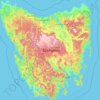 Topografische kaart Tasmania, hoogte, reliëf