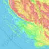 Topografische kaart Zadarska županija, hoogte, reliëf