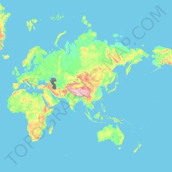 Topografische kaart Rusland, hoogte, reliëf