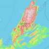 Topografische kaart Cape Breton Island, hoogte, reliëf